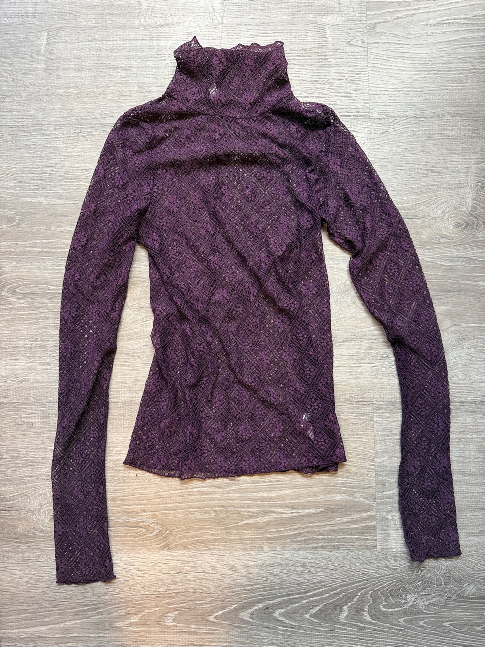 Free People Plum Lace Turtleneck Sweater